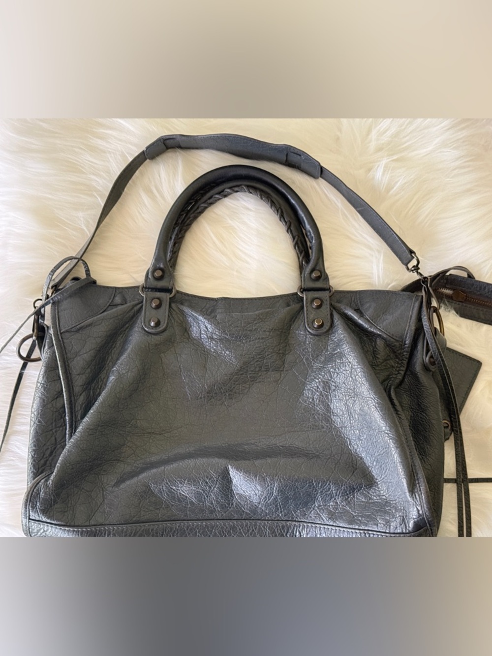 BALENCIAGA CITY BAG GRAY ANTHRACITE GREY W/MIRROR S/S 2014 - Picture 10 of 11